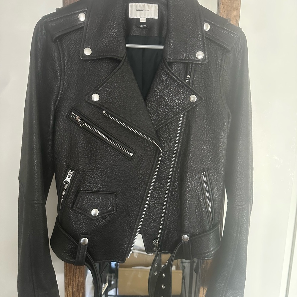 Current Elliott Black Leather Motorcycle Jacket